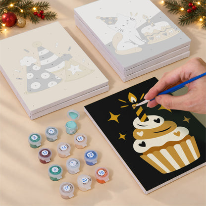 Black and Gold Birthday Cats (Mini Paint by Numbers)