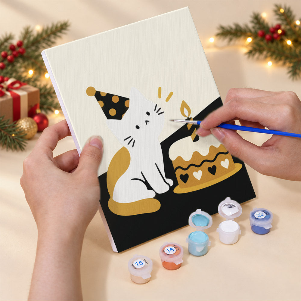 Black and Gold Birthday Cats (Mini Paint by Numbers)