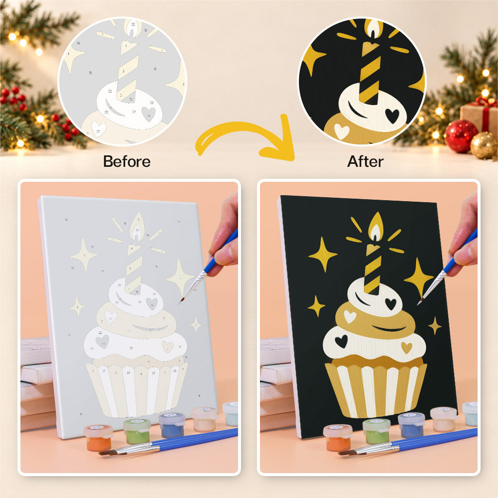 Black and Gold Birthday Cats (Mini Paint by Numbers)