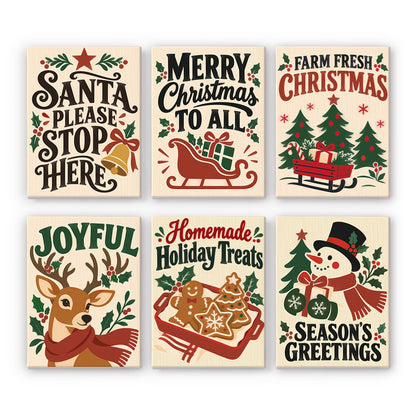 Merry Christmas to All Signs mini paint by numbers – Farmhouse-style signs: Santa Please Stop Here, Merry Christmas to All, Farm Fresh Christmas, Joyful, Homemade Treats