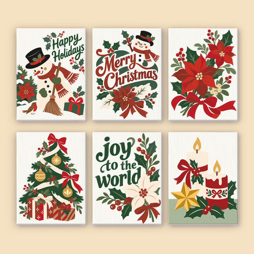 Joy to the World Poinsettias (Mini Paint by Numbers)