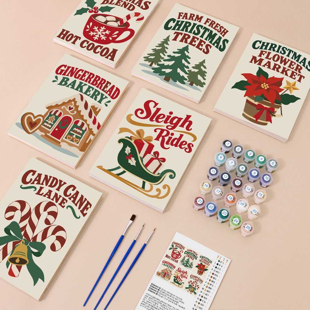 Candy Cane Lane Holiday Signs (Mini Paint by Numbers)