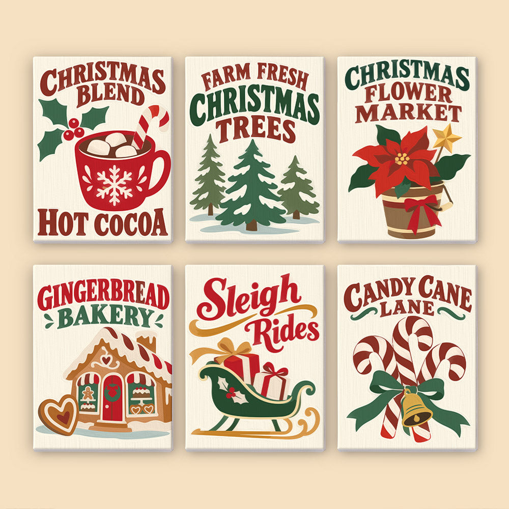 Candy Cane Lane Holiday Signs (Mini Paint by Numbers)