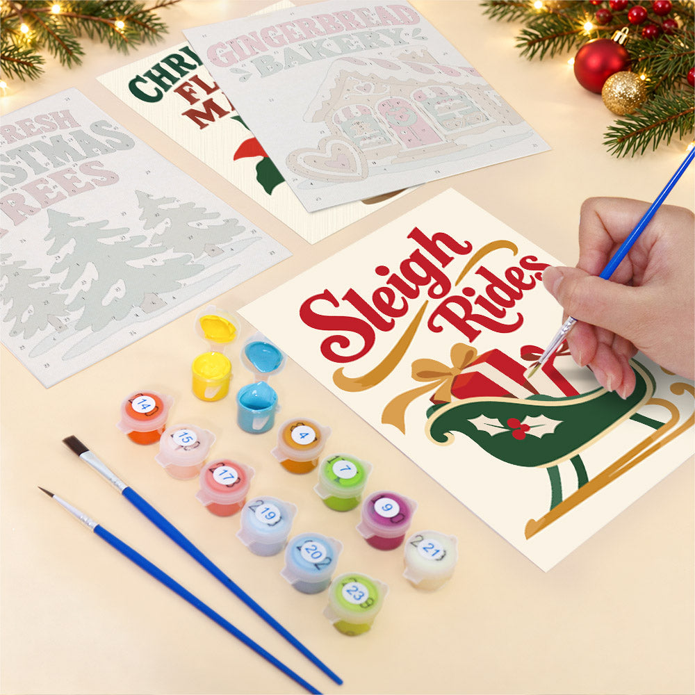 Candy Cane Lane Holiday Signs (Mini Paint by Numbers)