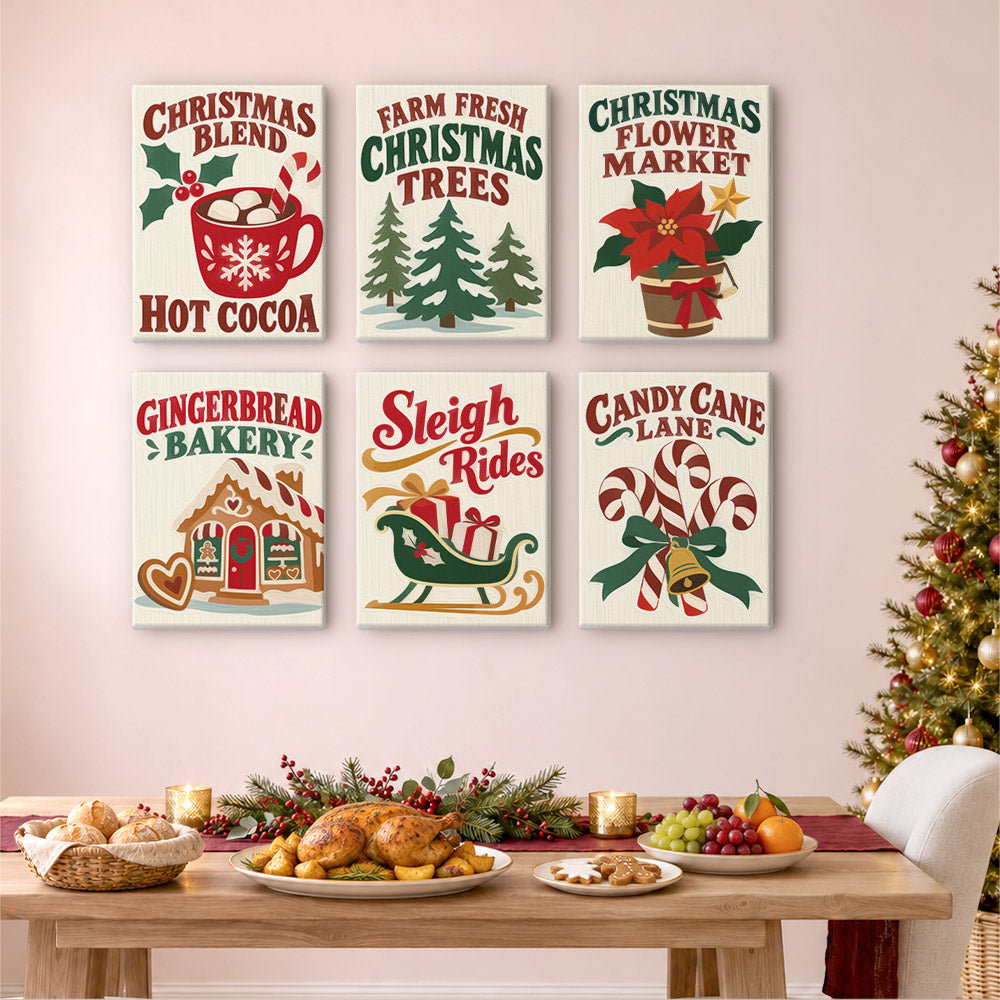 Candy Cane Lane Holiday Signs (Mini Paint by Numbers)