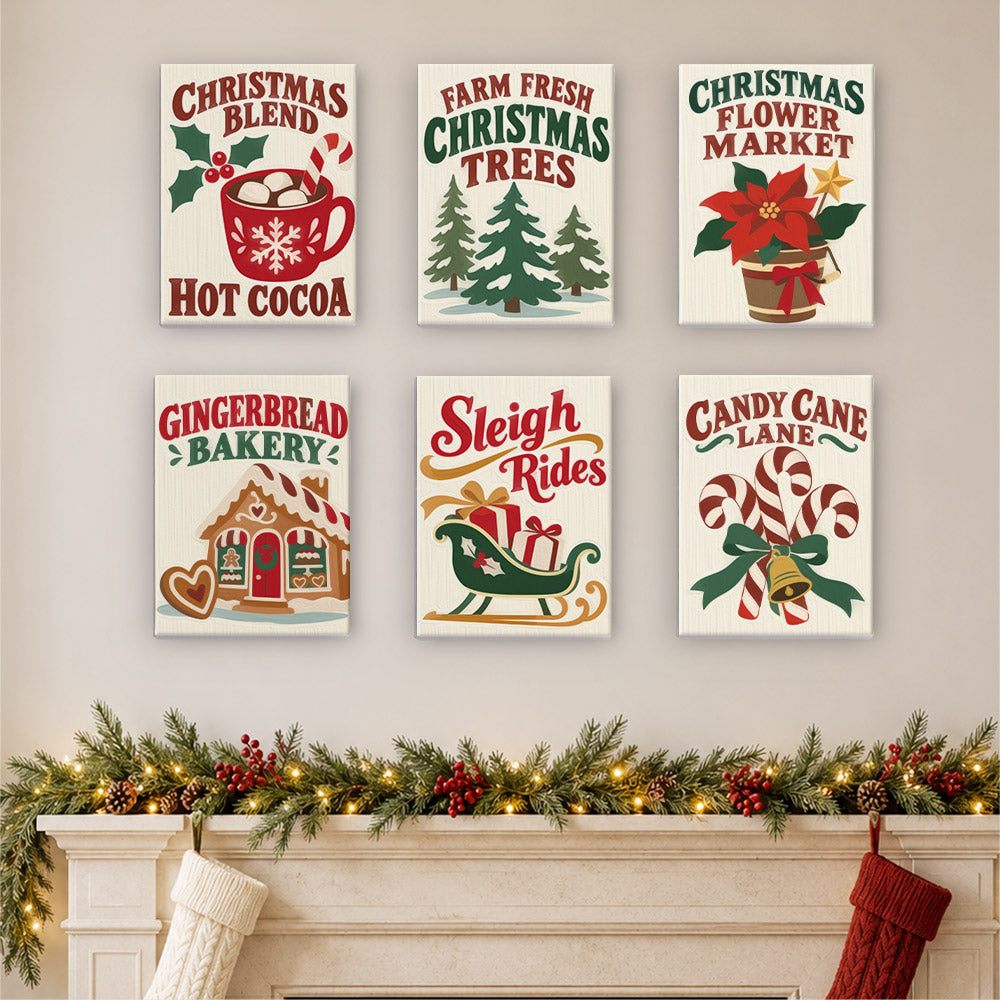 Candy Cane Lane Holiday Signs (Mini Paint by Numbers)