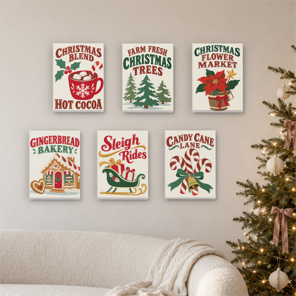 Candy Cane Lane Holiday Signs (Mini Paint by Numbers)