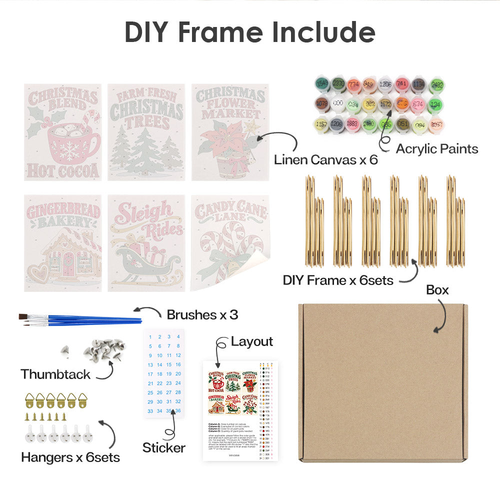 Candy Cane Lane Holiday Signs (Mini Paint by Numbers)
