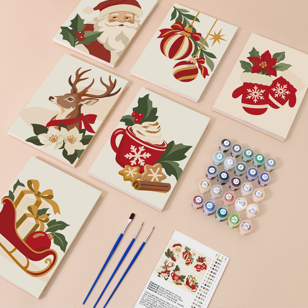 Classic Santa, Mittens and Sleigh (Mini Paint by Numbers)