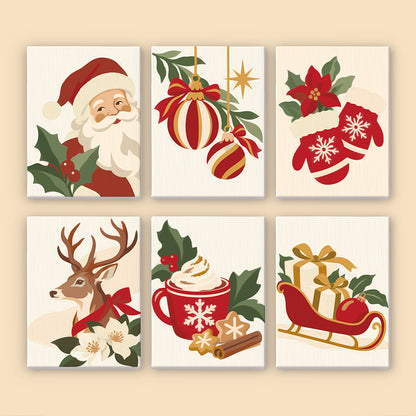 Classic Santa, Mittens and Sleigh (Mini Paint by Numbers)