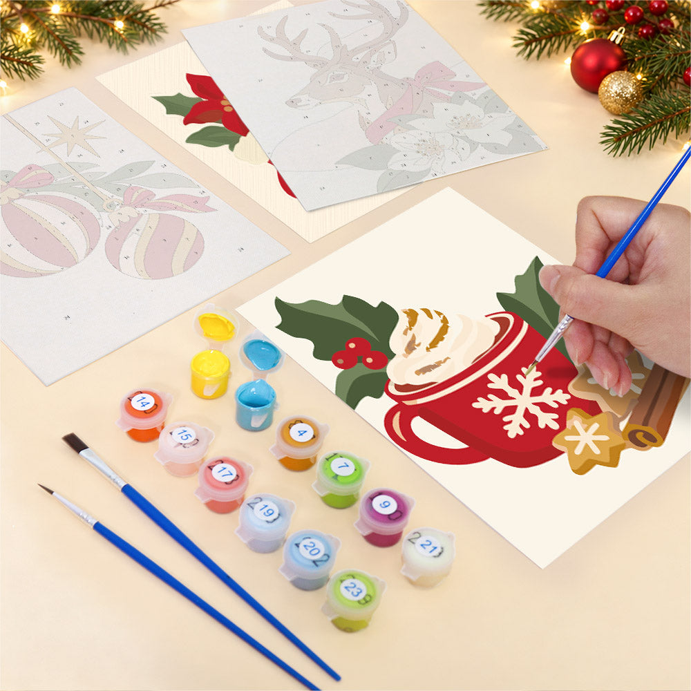 Classic Santa, Mittens and Sleigh (Mini Paint by Numbers)