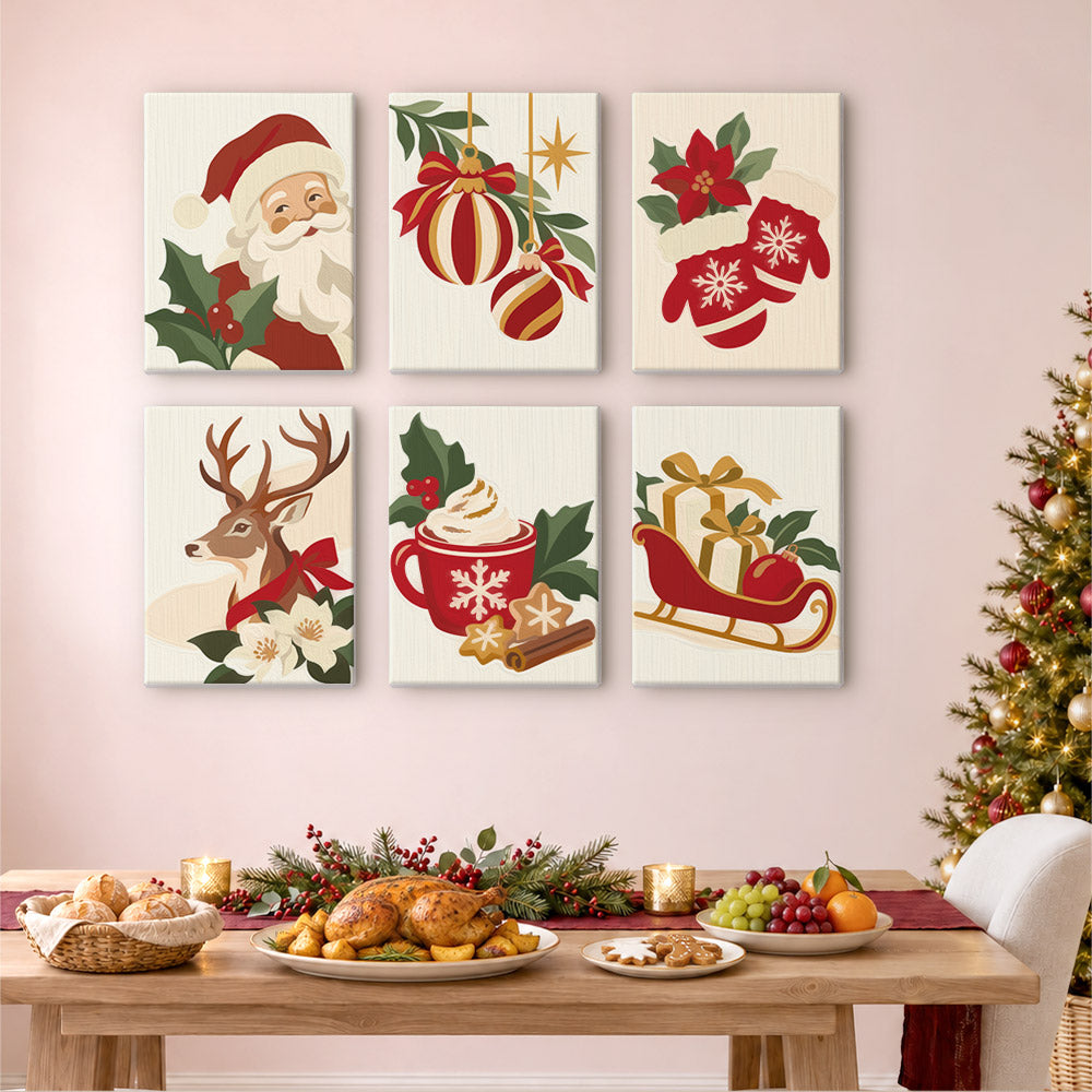 Classic Santa, Mittens and Sleigh (Mini Paint by Numbers)