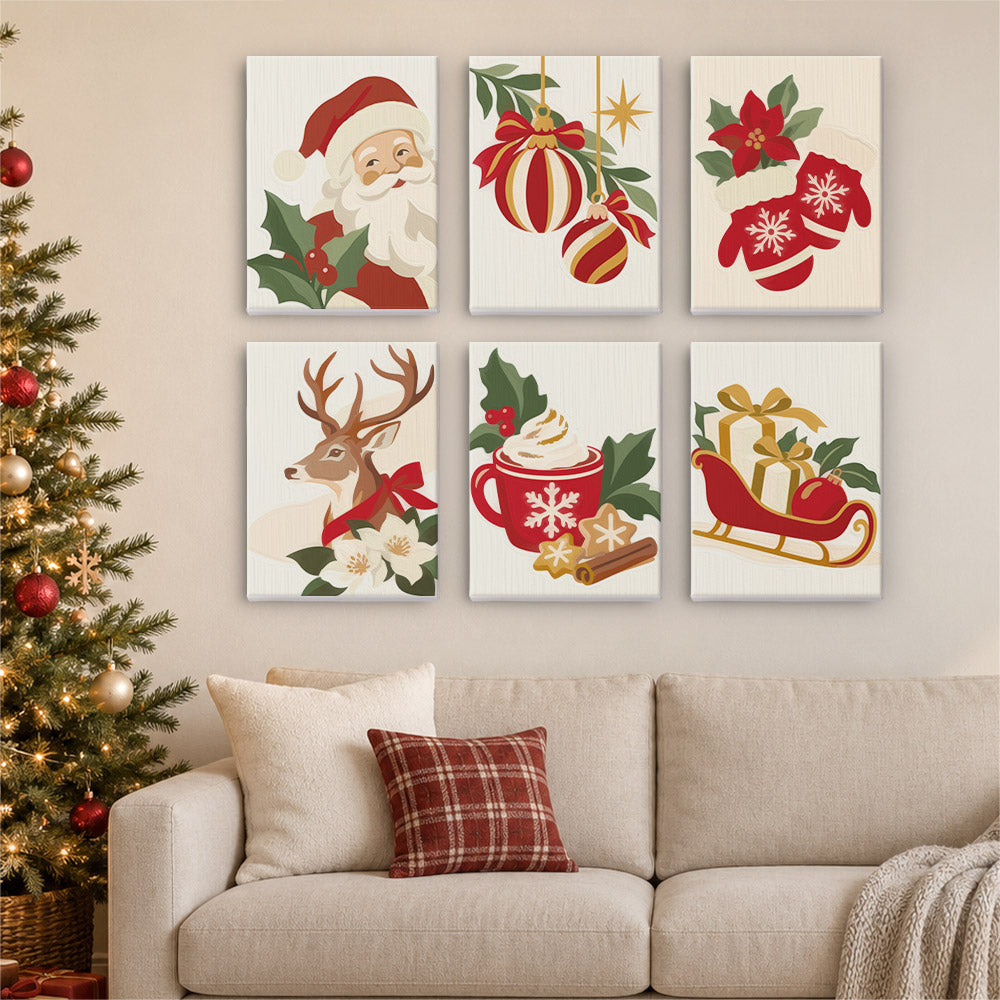 Classic Santa, Mittens and Sleigh (Mini Paint by Numbers)