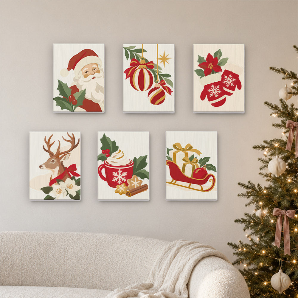 Classic Santa, Mittens and Sleigh (Mini Paint by Numbers)