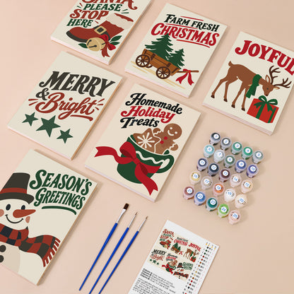 Santa Boot and Tree Wagon Signs (Mini Paint by Numbers)