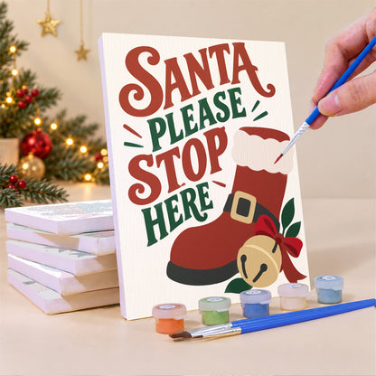 Santa Boot and Tree Wagon Signs (Mini Paint by Numbers)