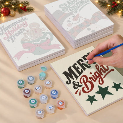 Santa Boot and Tree Wagon Signs (Mini Paint by Numbers)