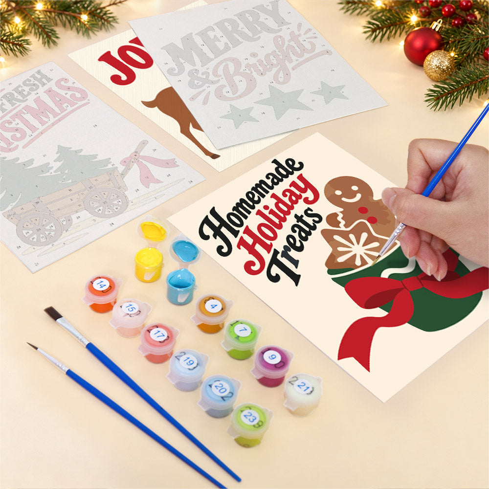 Santa Boot and Tree Wagon Signs (Mini Paint by Numbers)
