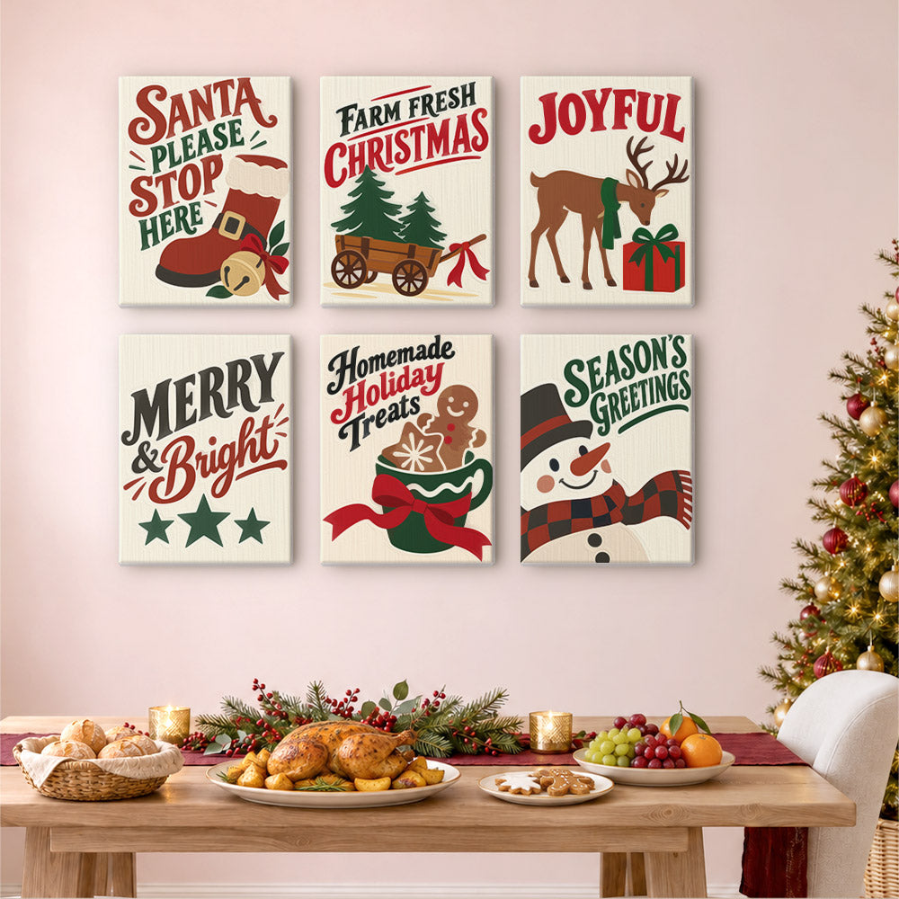 Santa Boot and Tree Wagon Signs (Mini Paint by Numbers)