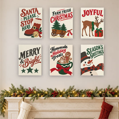 Santa Boot and Tree Wagon Signs (Mini Paint by Numbers)