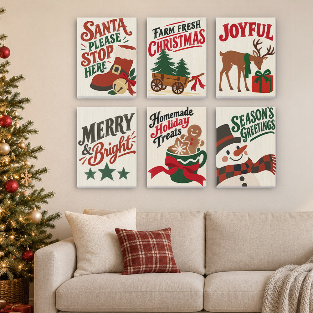 Santa Boot and Tree Wagon Signs (Mini Paint by Numbers)