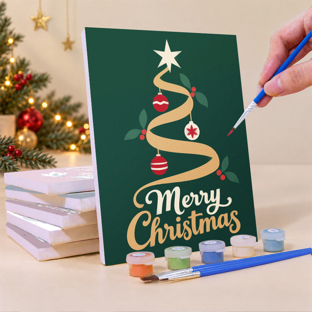 Ribbon Tree and Snow Globe Script (Mini Paint by Numbers)