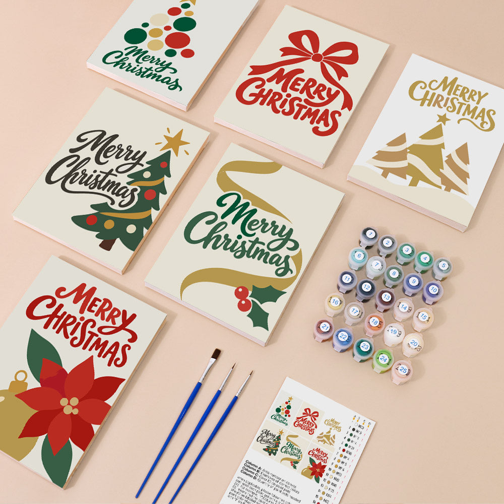 Simple Cream Merry Christmas (Mini Paint by Numbers)