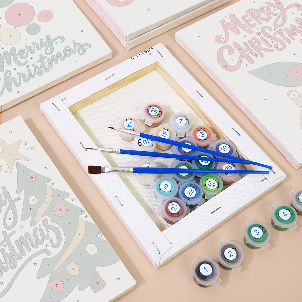 Simple Cream Merry Christmas (Mini Paint by Numbers)