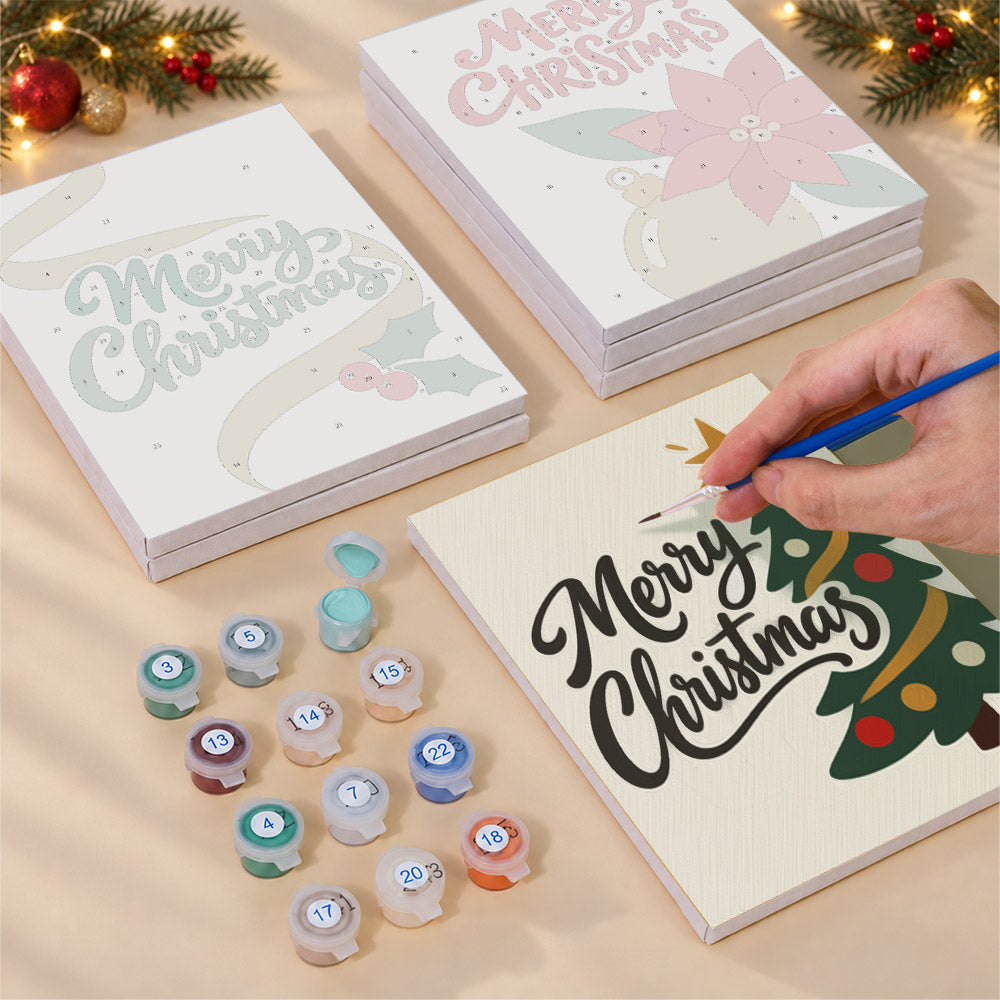 Simple Cream Merry Christmas (Mini Paint by Numbers)