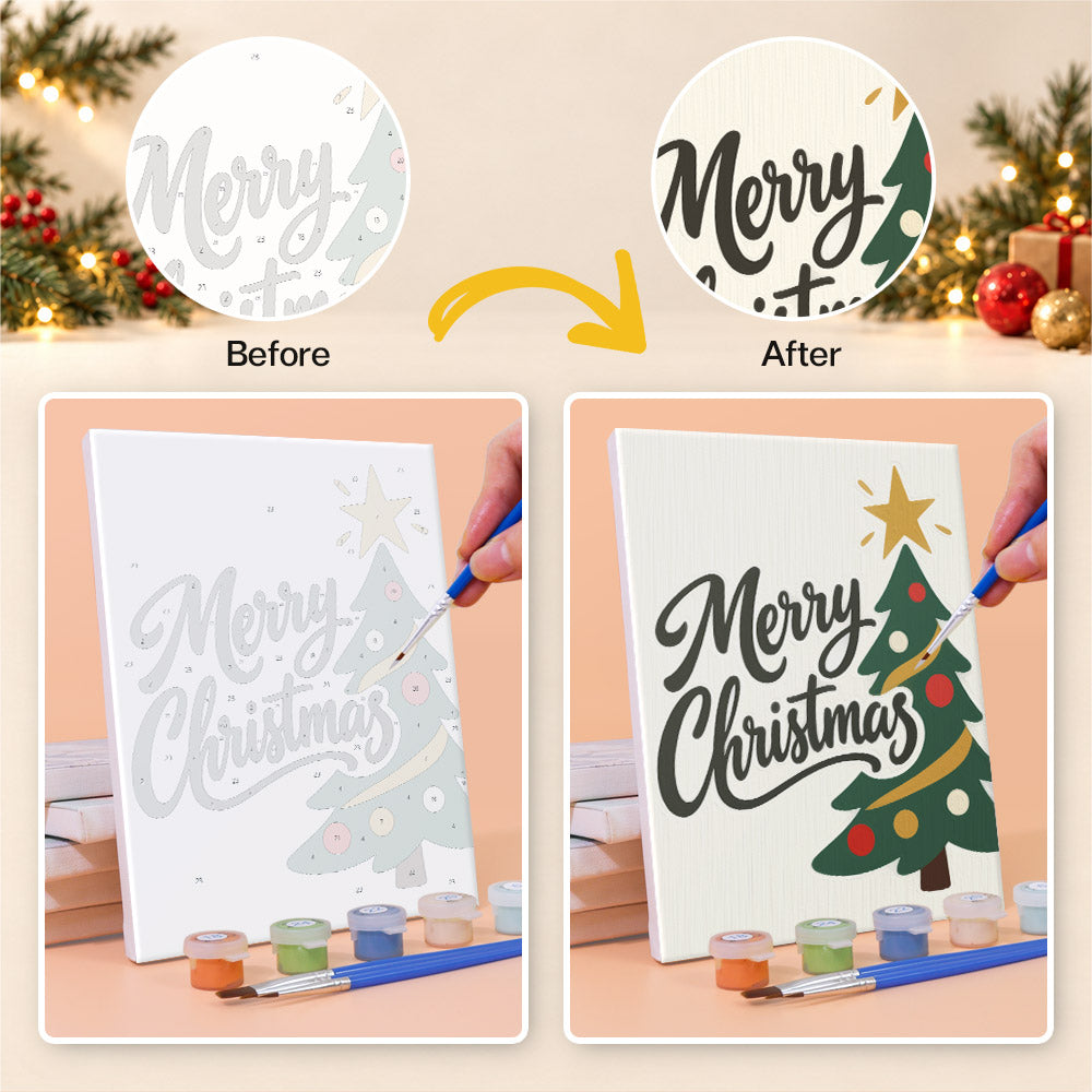 Simple Cream Merry Christmas (Mini Paint by Numbers)