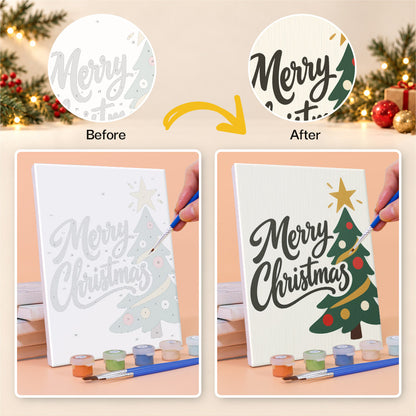 Simple Cream Merry Christmas (Mini Paint by Numbers)