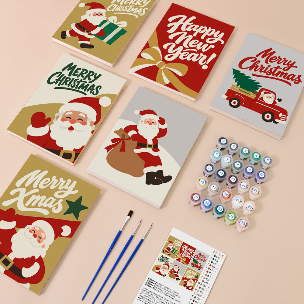 Gold and Red Santa Dash (Mini Paint by Numbers)
