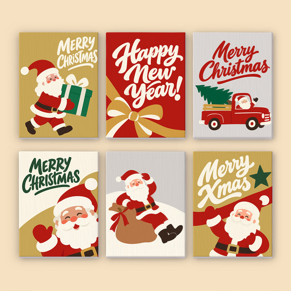 Gold and Red Santa Dash (Mini Paint by Numbers)
