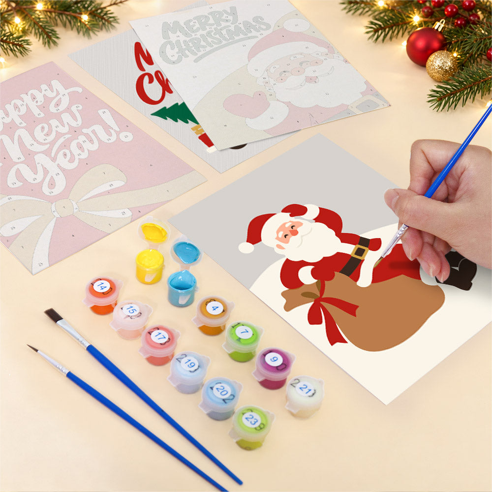 Gold and Red Santa Dash (Mini Paint by Numbers)