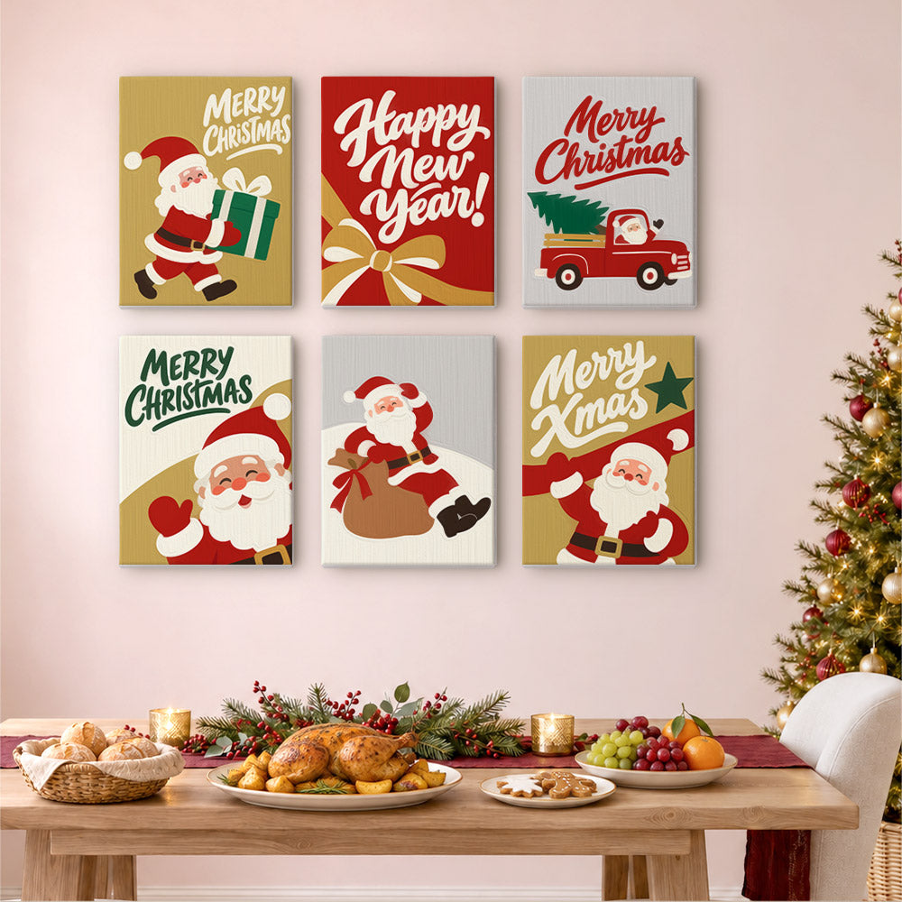 Gold and Red Santa Dash (Mini Paint by Numbers)