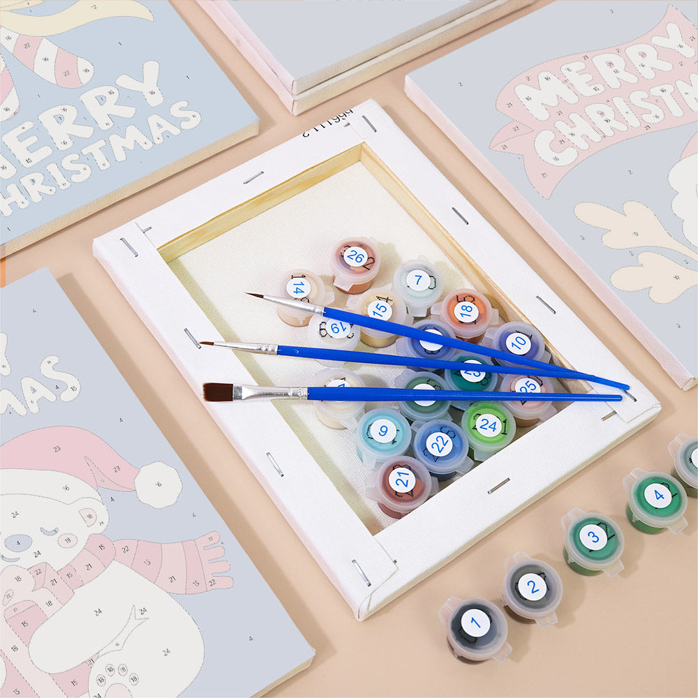 Periwinkle Santa and Polar Bear (Mini Paint by Numbers)