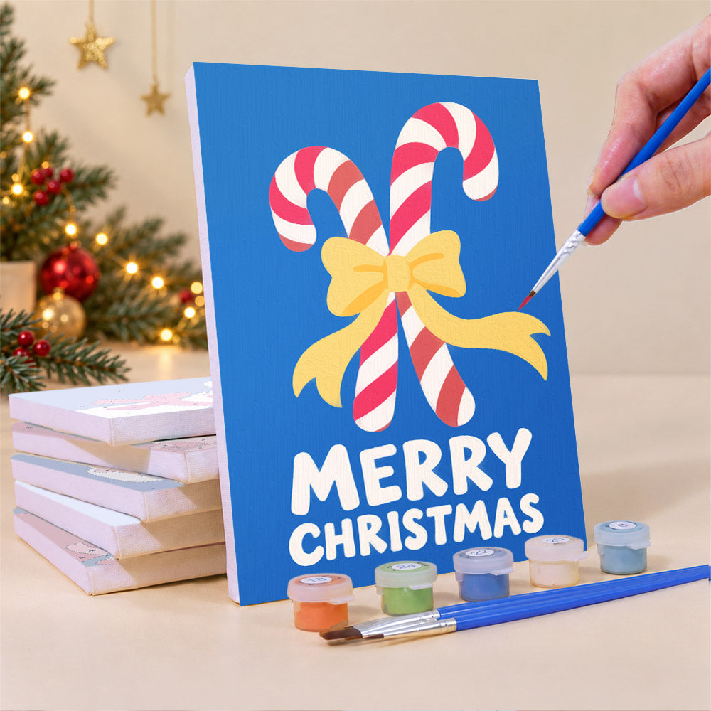 Periwinkle Santa and Polar Bear (Mini Paint by Numbers)