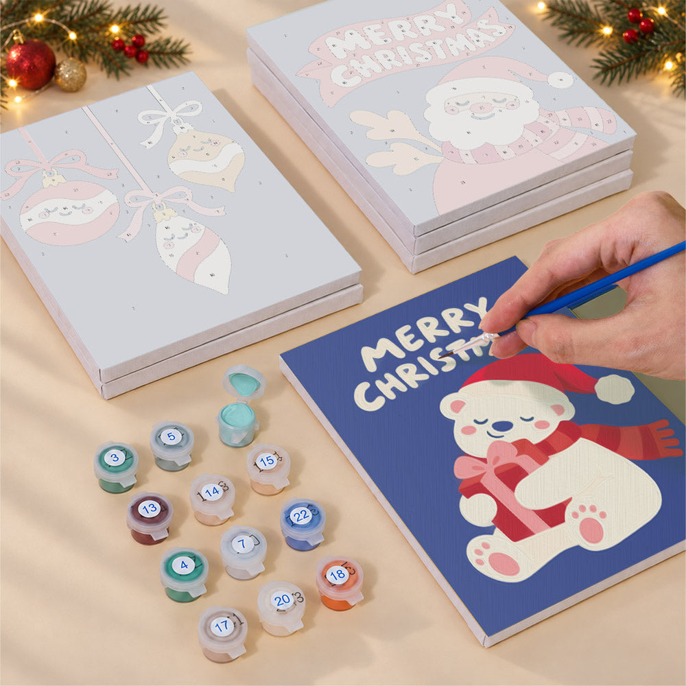 Periwinkle Santa and Polar Bear (Mini Paint by Numbers)