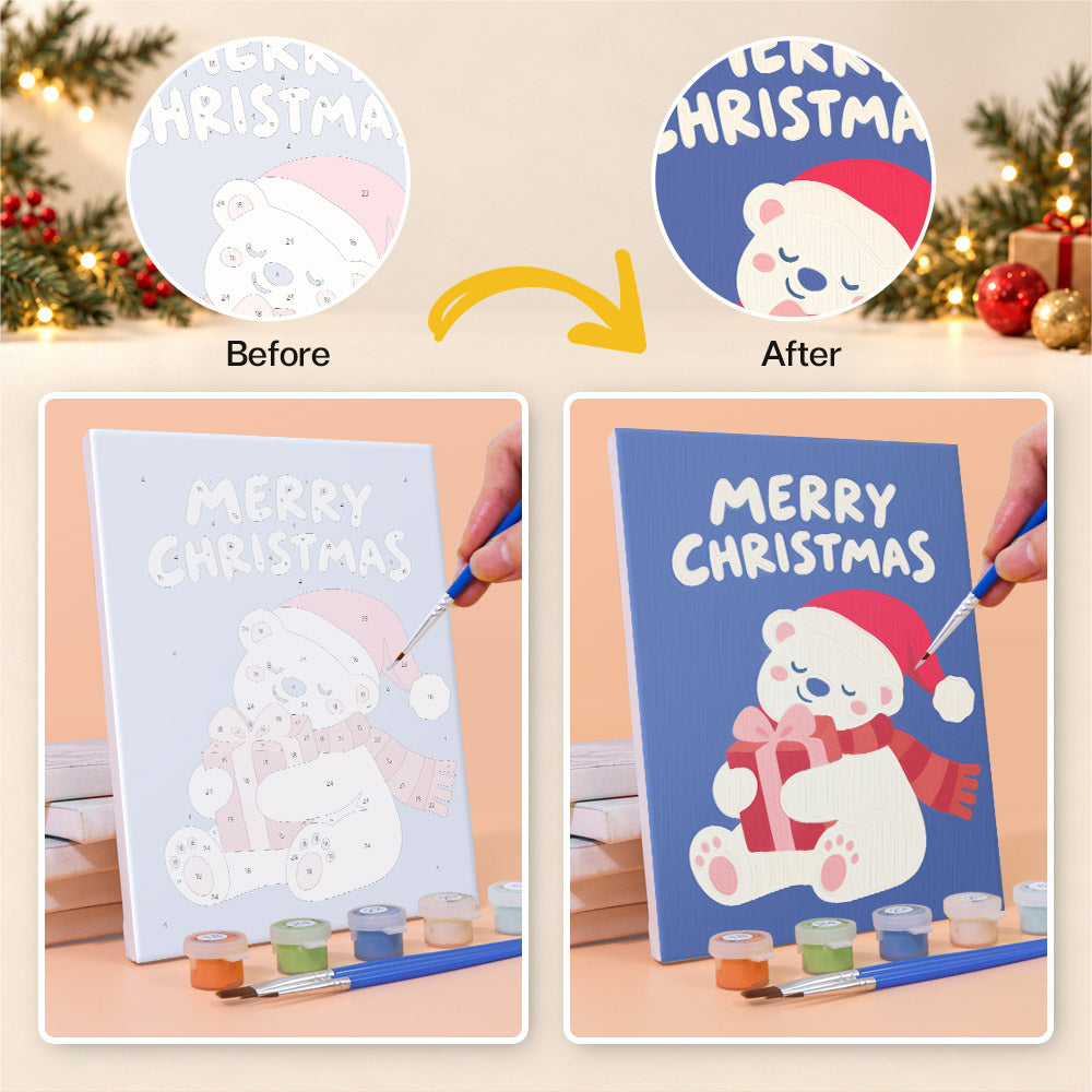 Periwinkle Santa and Polar Bear (Mini Paint by Numbers)