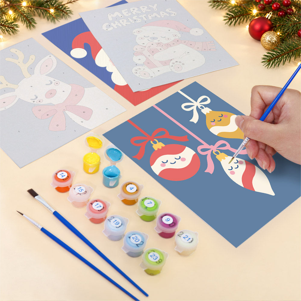 Periwinkle Santa and Polar Bear (Mini Paint by Numbers)