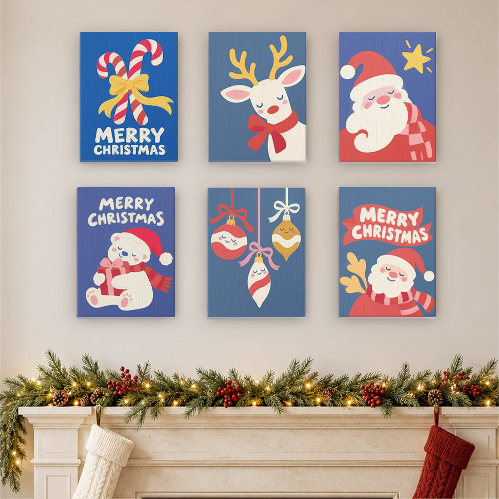 Periwinkle Santa and Polar Bear (Mini Paint by Numbers)