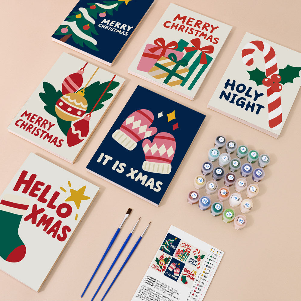 Hello Xmas Mittens and Candy Cane (Mini Paint by Numbers)