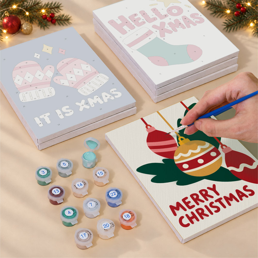 Hello Xmas Mittens and Candy Cane (Mini Paint by Numbers)