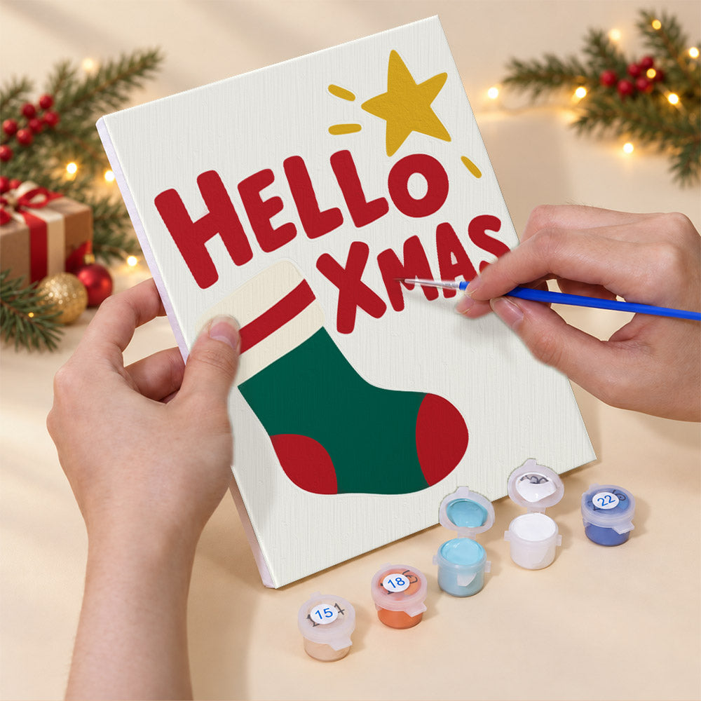 Hello Xmas Mittens and Candy Cane (Mini Paint by Numbers)