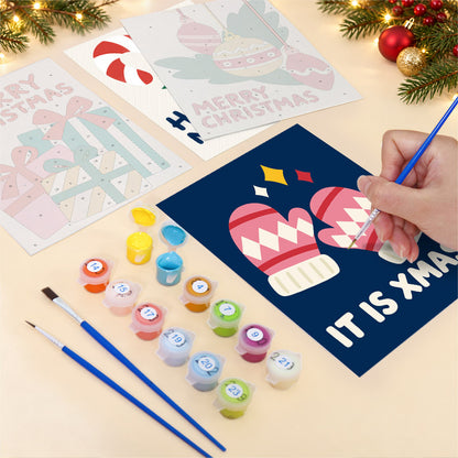 Hello Xmas Mittens and Candy Cane (Mini Paint by Numbers)