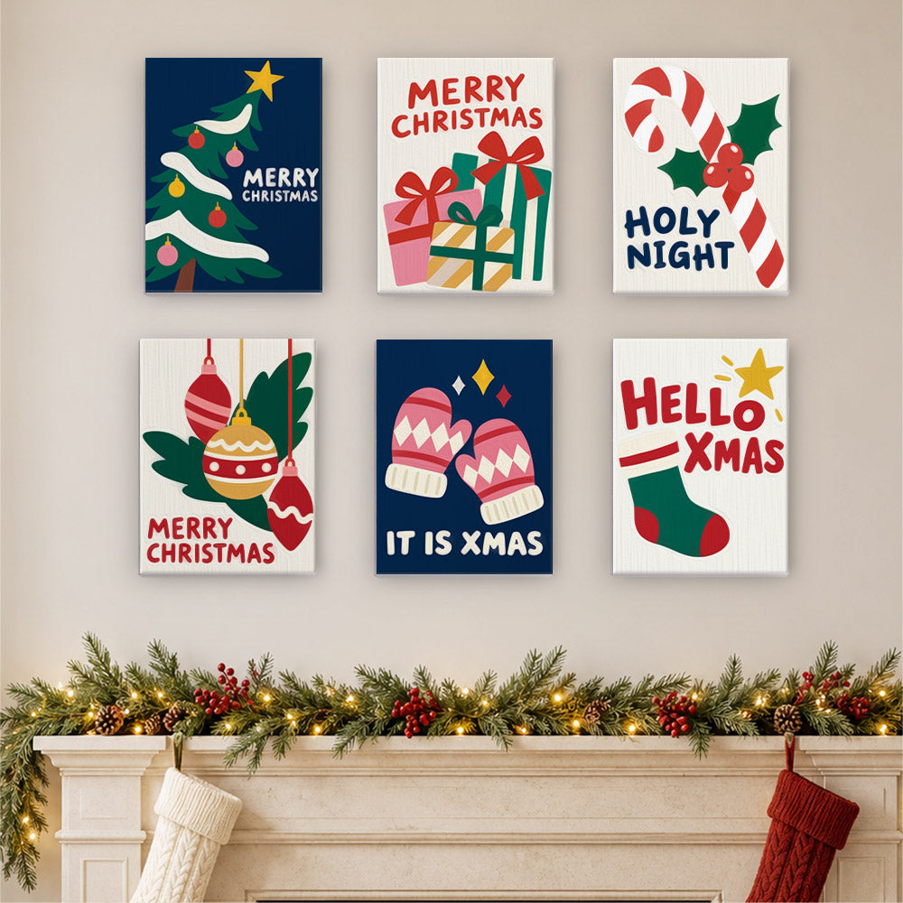 Hello Xmas Mittens and Candy Cane (Mini Paint by Numbers)
