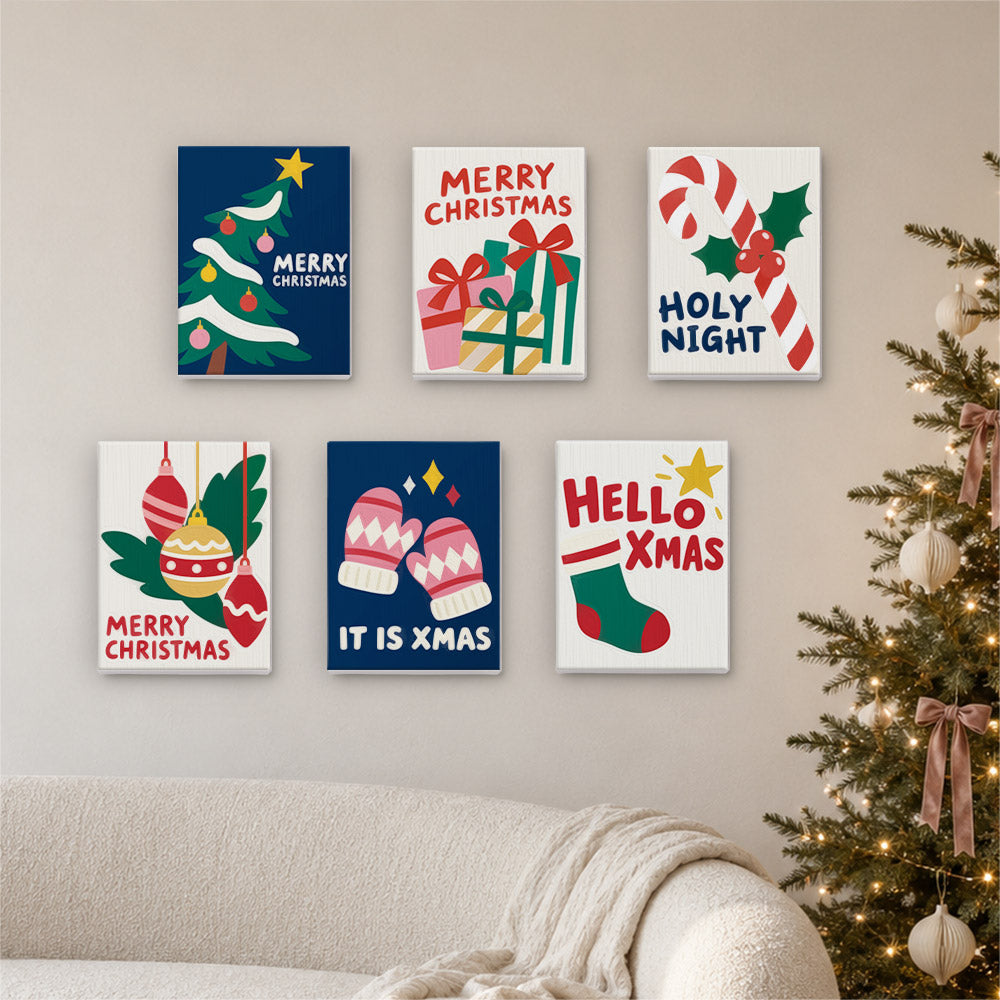 Hello Xmas Mittens and Candy Cane (Mini Paint by Numbers)
