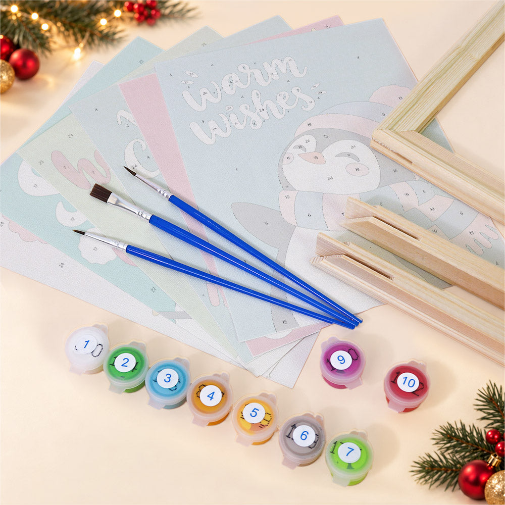 Warm Wishes Penguin and Polar Bear (Mini Paint by Numbers)