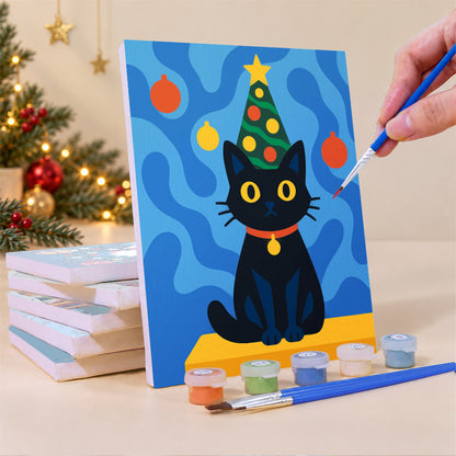 Midnight Navy Cat and Goose (Mini Paint by Numbers)