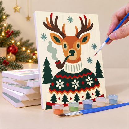 Fair Isle Reindeer and Kitties (Mini Paint by Numbers)